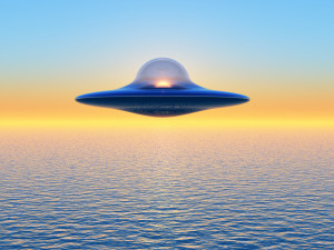 U.F.O. flying saucer "we're not alone"